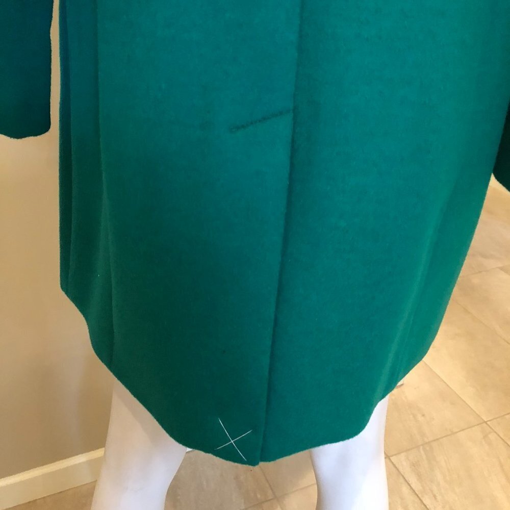 Talbots Petites Lined Cozy Wool Coat w Detachable Faux Fur Collar Green Sz 8P - Picture 9 of 11